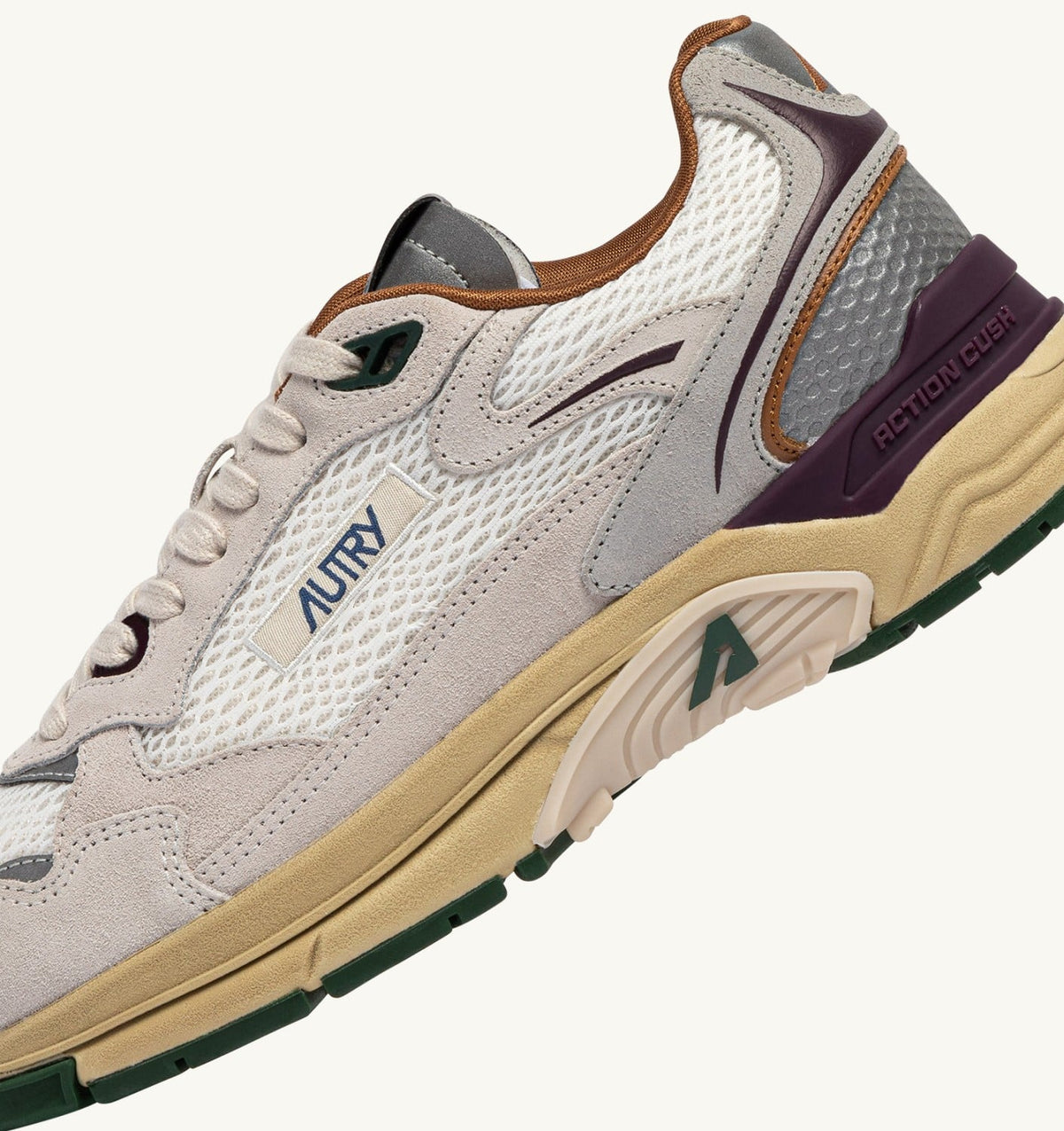 AUTRY HYPERWAY SNEAKERS IN FIG AND WHITE MESH AND SUEDE