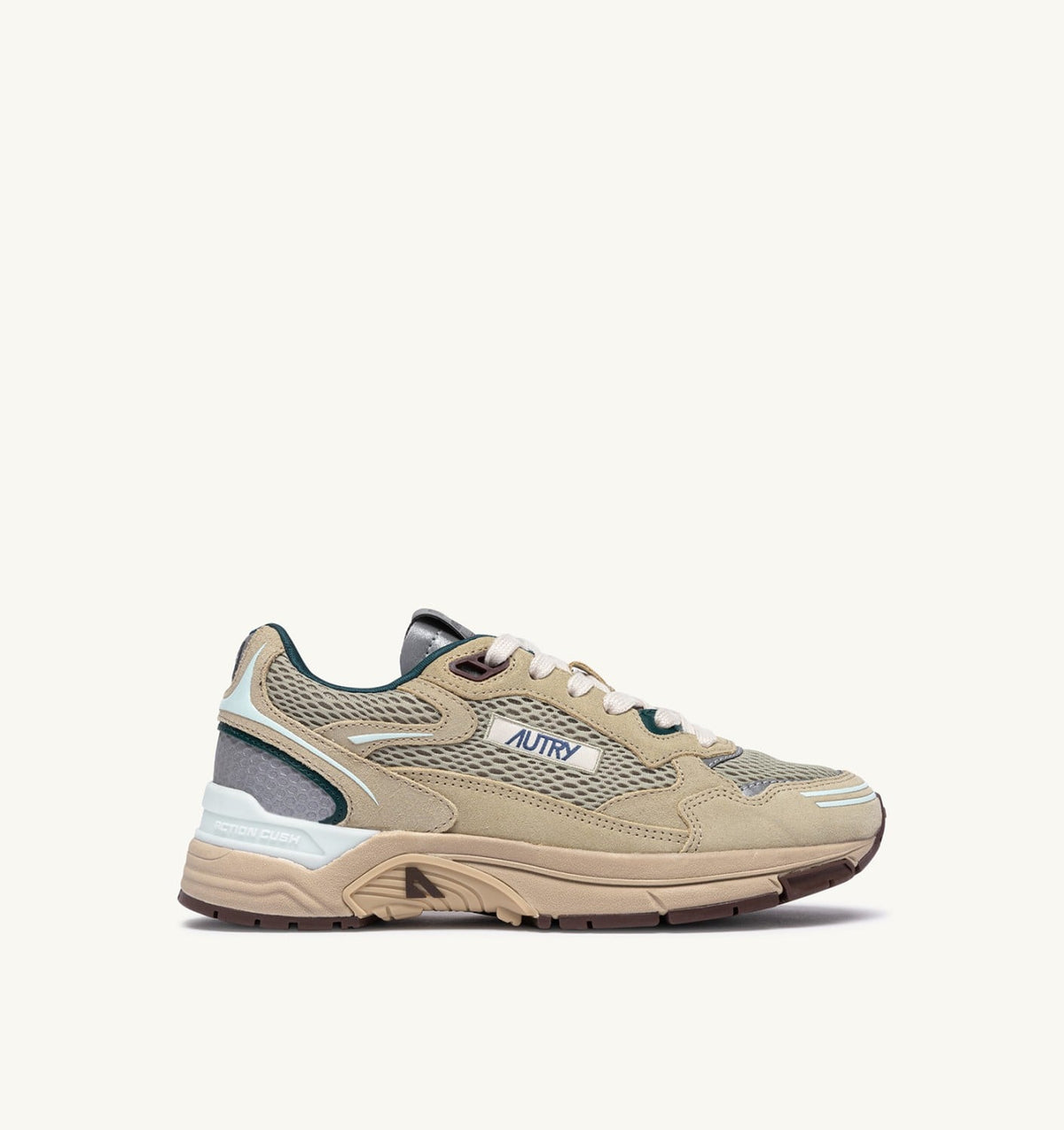 AUTRY HYPERWAY SNEAKERS IN ECRU AND SPA BLUE SUEDE AND MESH