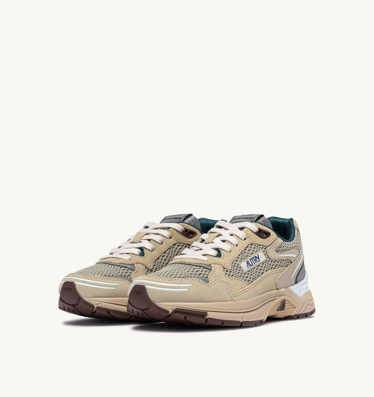 AUTRY HYPERWAY SNEAKERS IN ECRU AND SPA BLUE SUEDE AND MESH
