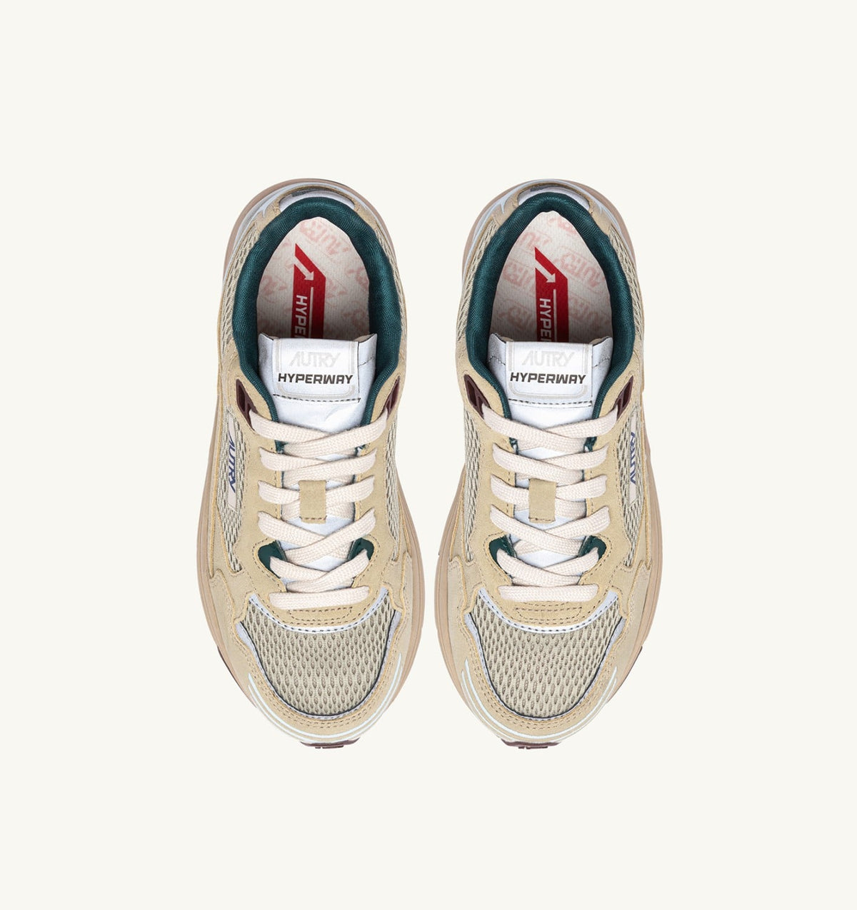 AUTRY HYPERWAY SNEAKERS IN ECRU AND SPA BLUE SUEDE AND MESH