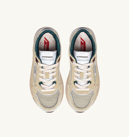 AUTRY HYPERWAY SNEAKERS IN ECRU AND SPA BLUE SUEDE AND MESH