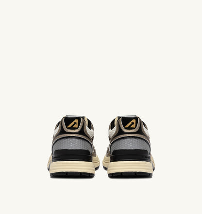 AUTRY HYPERWAY SNEAKERS IN WHISPER WHITE, PLATINUM AND BLACK SYNTHETIC LEATHER AND MESH