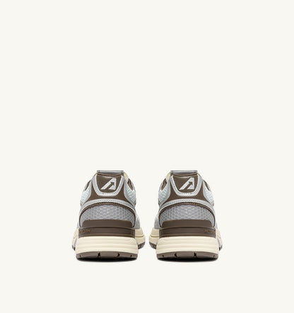 AUTRY HYPERWAY SNEAKERS IN SILVER, SPA BLUE AND CHOCOLATE CHIP SYNTHETIC LEATHER AND MESH