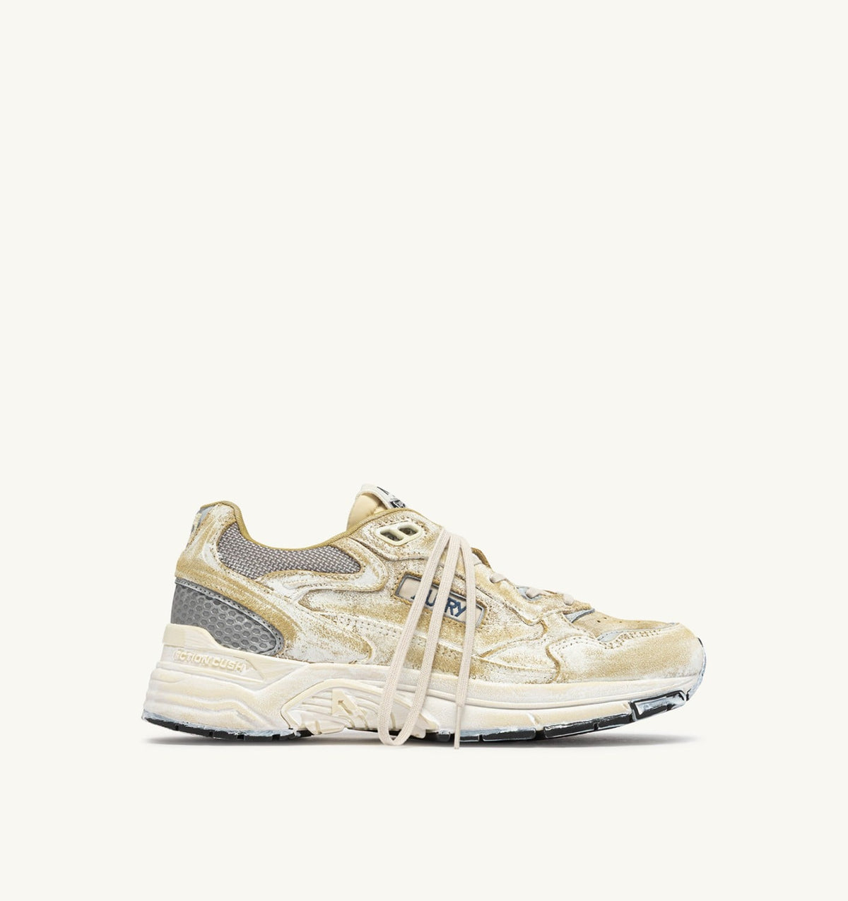 AUTRY HYPERWAY SUPER VINTAGE SNEAKERS IN YELLOW AND SILVER SUEDE