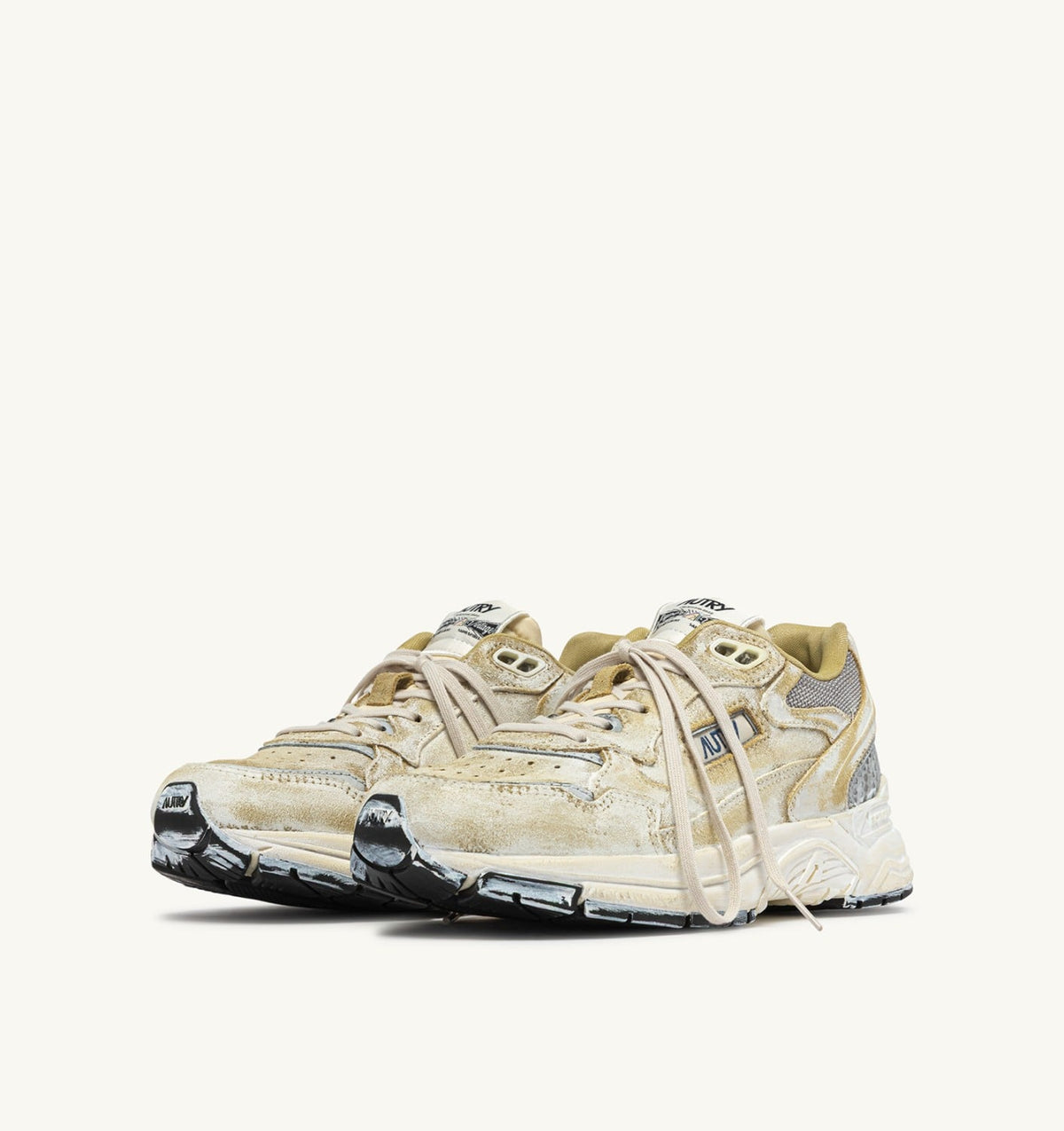 AUTRY HYPERWAY SUPER VINTAGE SNEAKERS IN YELLOW AND SILVER SUEDE