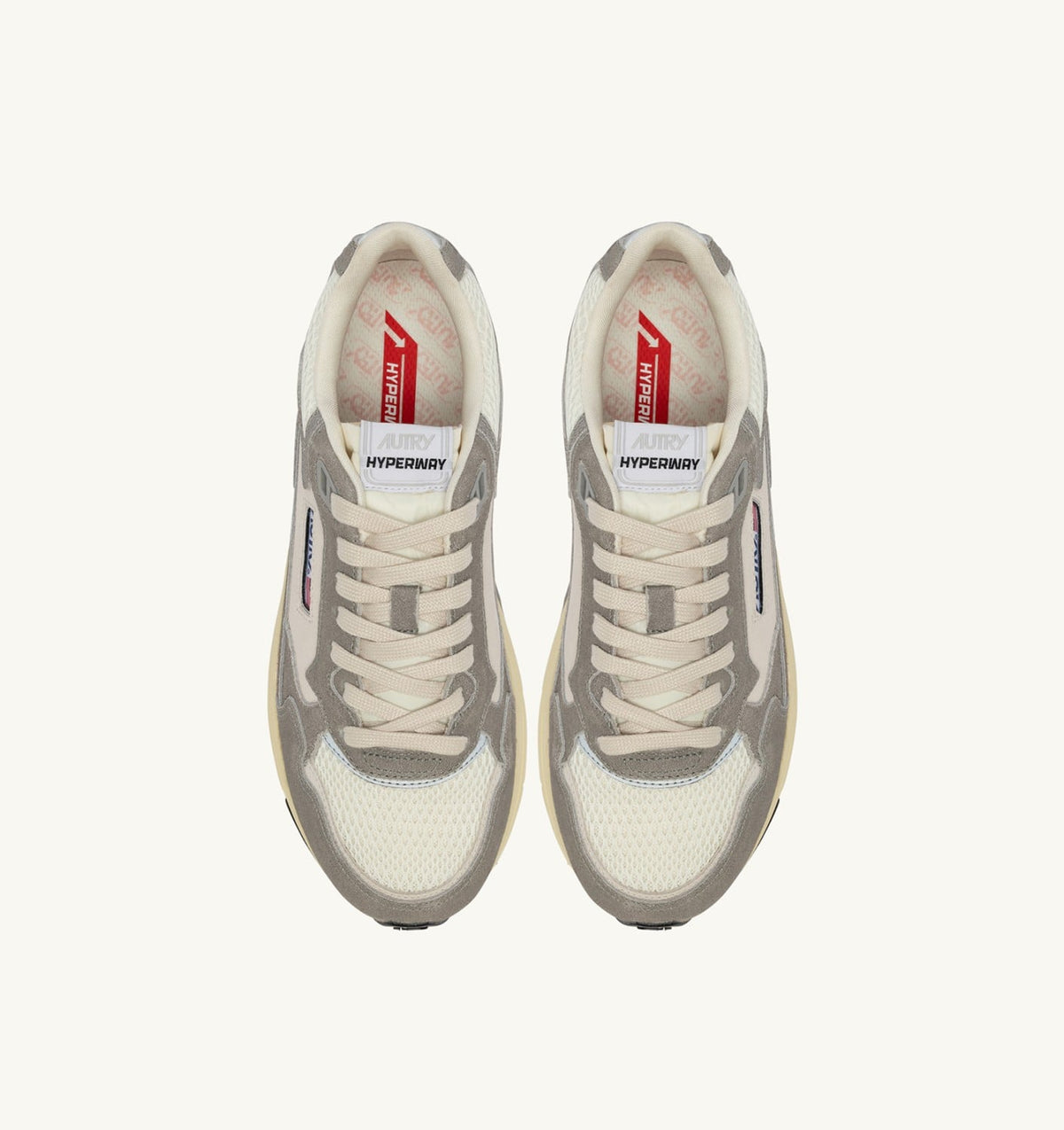 AUTRY HYPERWAY SNEAKERS IN WHITE AND LEAD GRAY MESH AND SUEDE