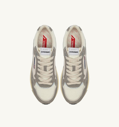 AUTRY HYPERWAY SNEAKERS IN WHITE AND LEAD GRAY MESH AND SUEDE