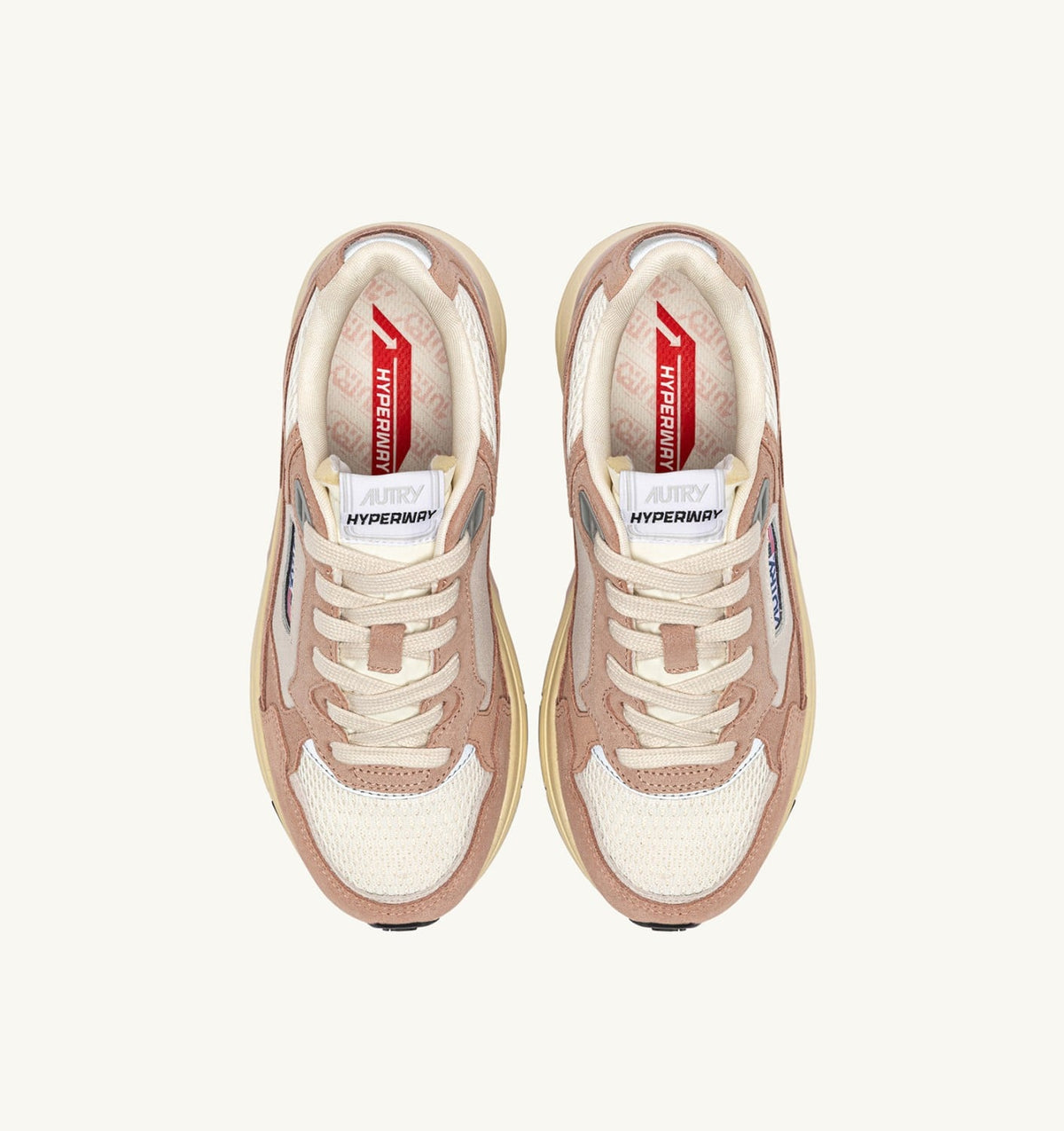 AUTRY HYPERWAY SNEAKERS IN SILK AND WHITE SUEDE AND MESH