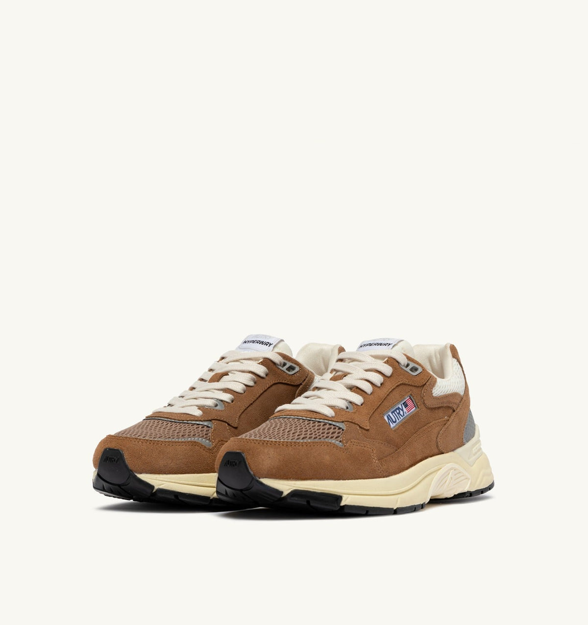 AUTRY HYPERWAY SNEAKERS IN CIGAR AND SILVER MESH AND SUEDE