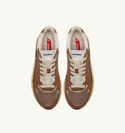 AUTRY HYPERWAY SNEAKERS IN CIGAR AND SILVER MESH AND SUEDE