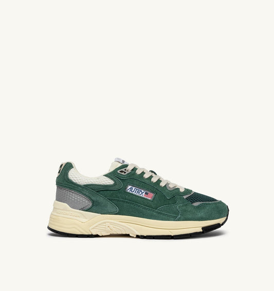 AUTRY HYPERWAY SNEAKERS IN MALACHITE COLOR AND SILVER-TONE SUEDE AND MESH