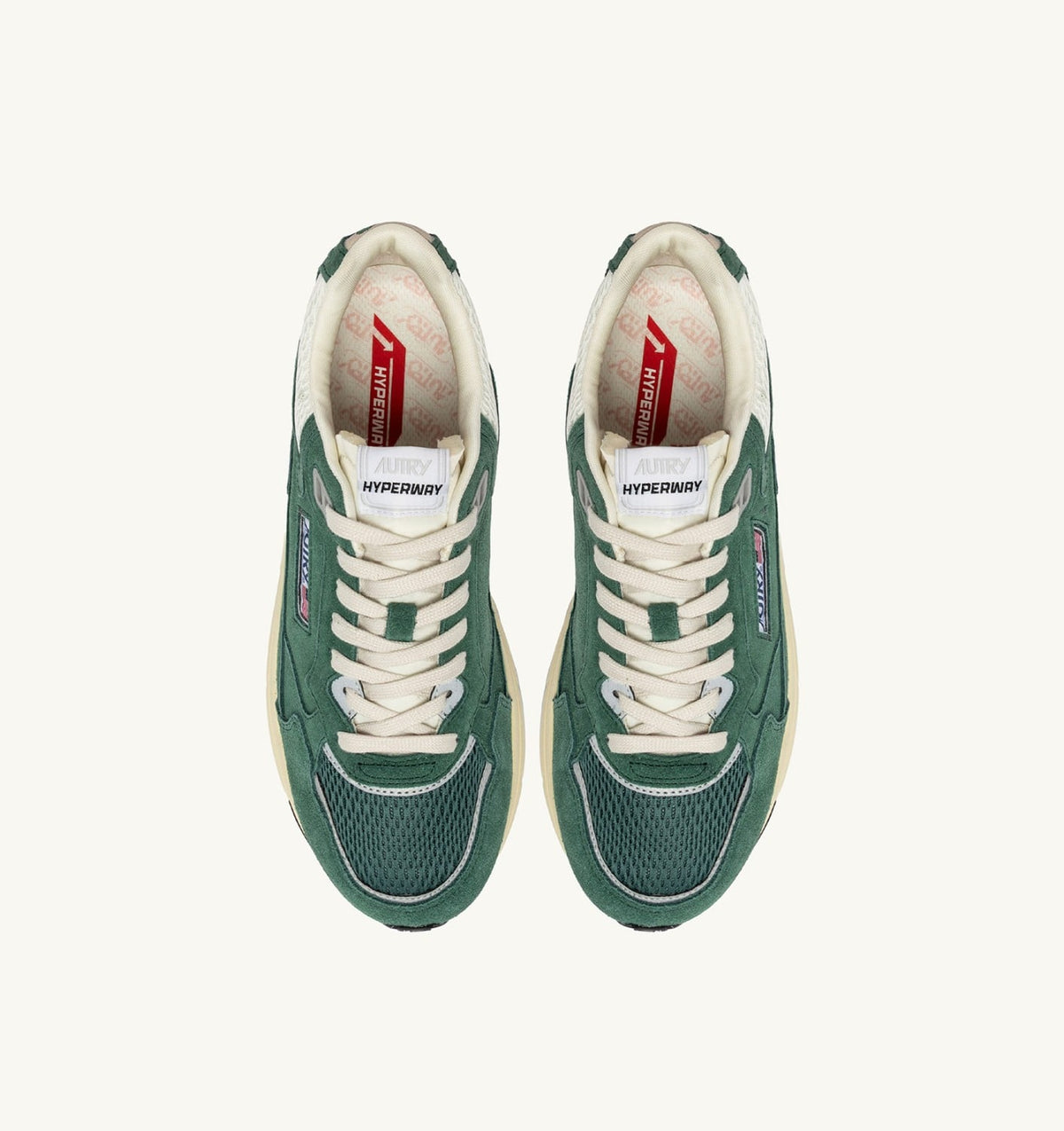 AUTRY HYPERWAY SNEAKERS IN MALACHITE COLOR AND SILVER-TONE SUEDE AND MESH