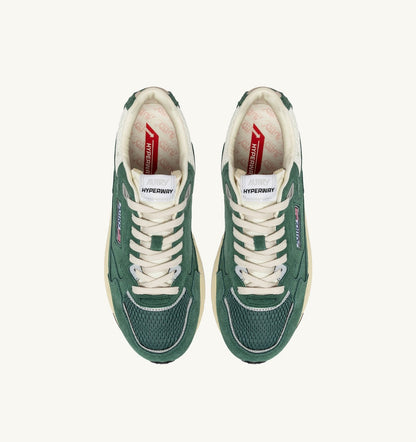 AUTRY HYPERWAY SNEAKERS IN MALACHITE COLOR AND SILVER-TONE SUEDE AND MESH