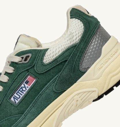 AUTRY HYPERWAY SNEAKERS IN MALACHITE COLOR AND SILVER-TONE SUEDE AND MESH
