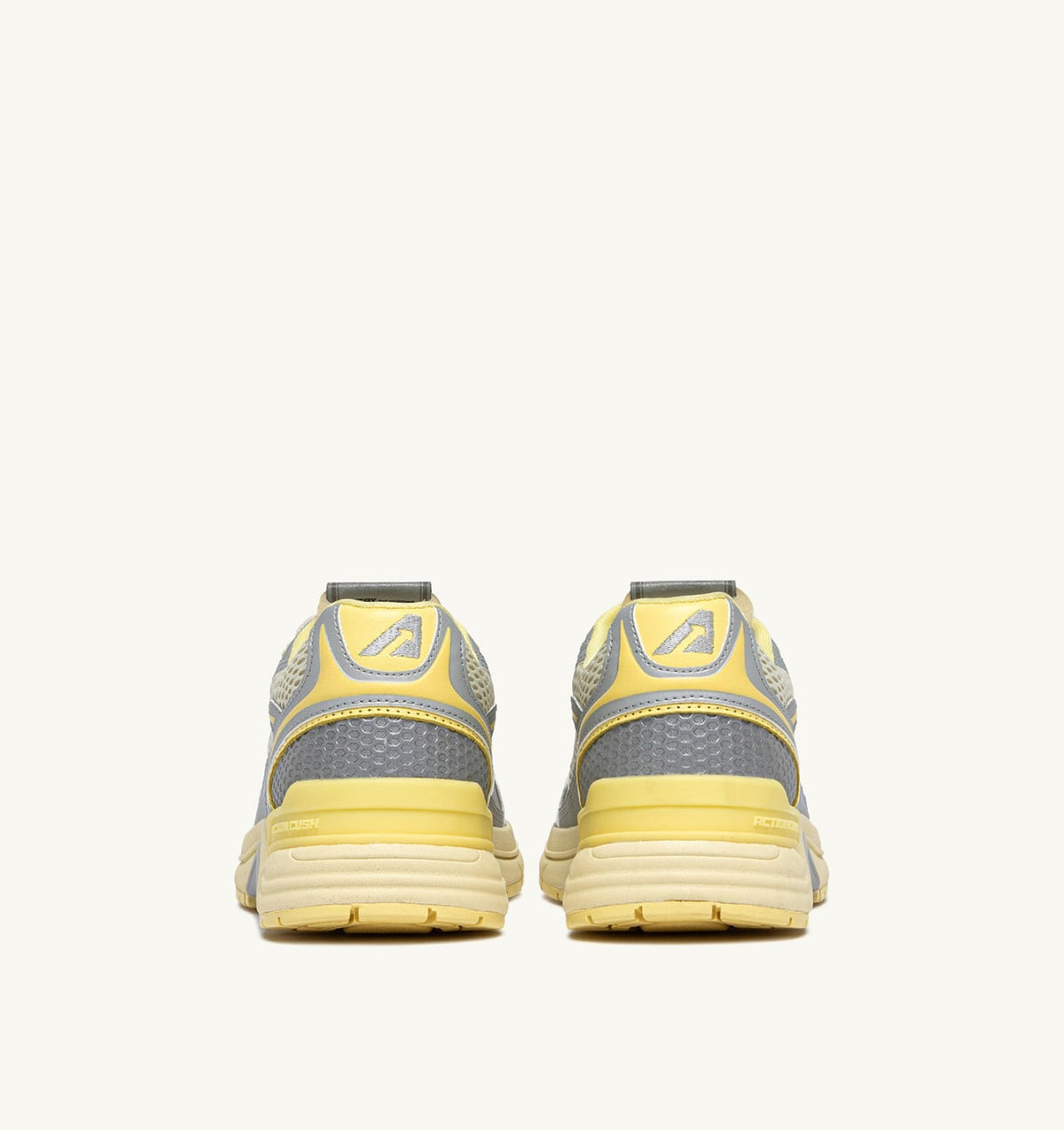 AUTRY HYPERWAY SNEAKERS IN SILVER ASPARAGUS AND LEMON MERINGUE SYNTHETIC LEATHER AND MESH