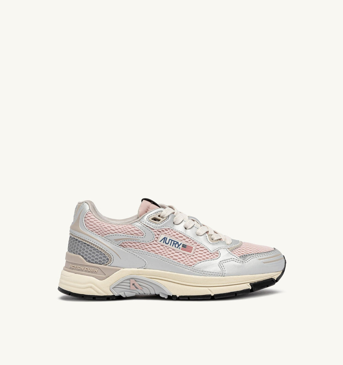 AUTRY HYPERWAY SNEAKERS IN SILVER, POWDER AND FEATHER GRAY SYNTHETIC LEATHER AND MESH