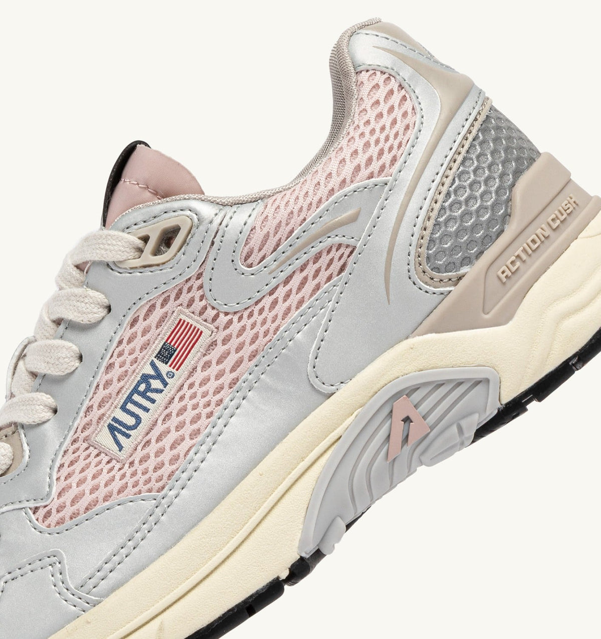 AUTRY HYPERWAY SNEAKERS IN SILVER, POWDER AND FEATHER GRAY SYNTHETIC LEATHER AND MESH