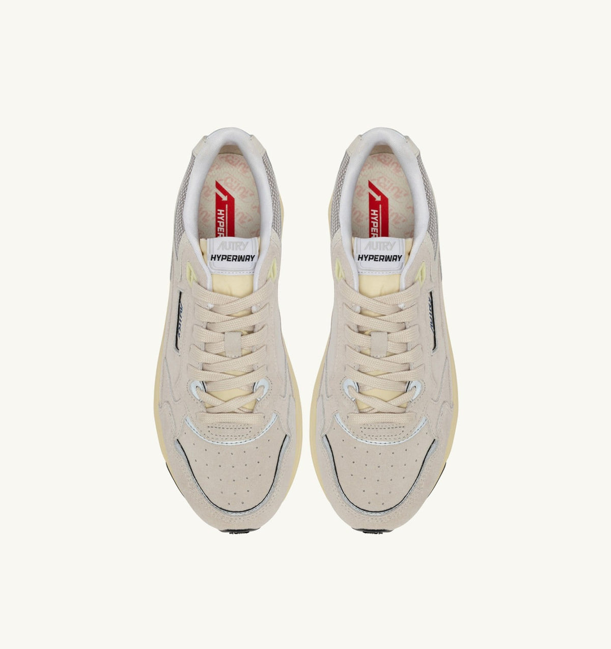 AUTRY HYPERWAY SNEAKERS IN WHITE AND SILVER MESH AND SUEDE