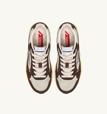AUTRY HYPERWAY SNEAKERS IN SAND AND BRICK RED MESH AND SUEDE