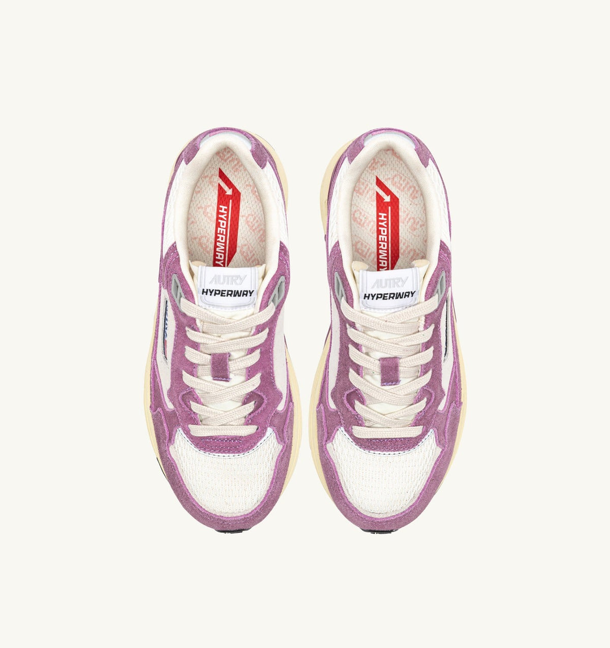 AUTRY HYPERWAY SNEAKERS IN SAND AND FIRENZE MESH AND SUEDE
