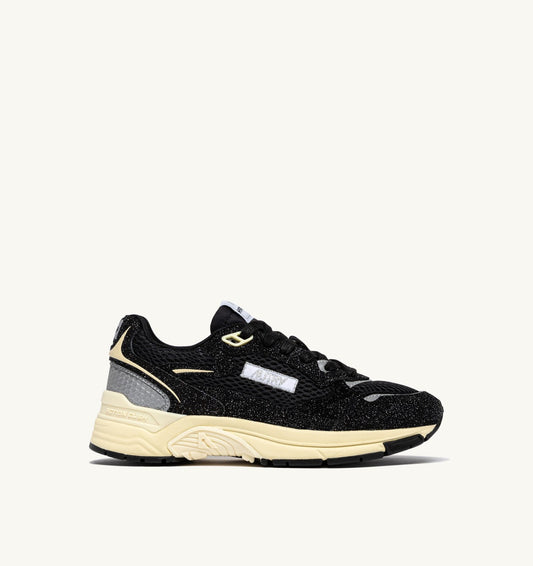 AUTRY HYPERWAY SNEAKERS IN GLITTER BLACK MESH AND LEATHER