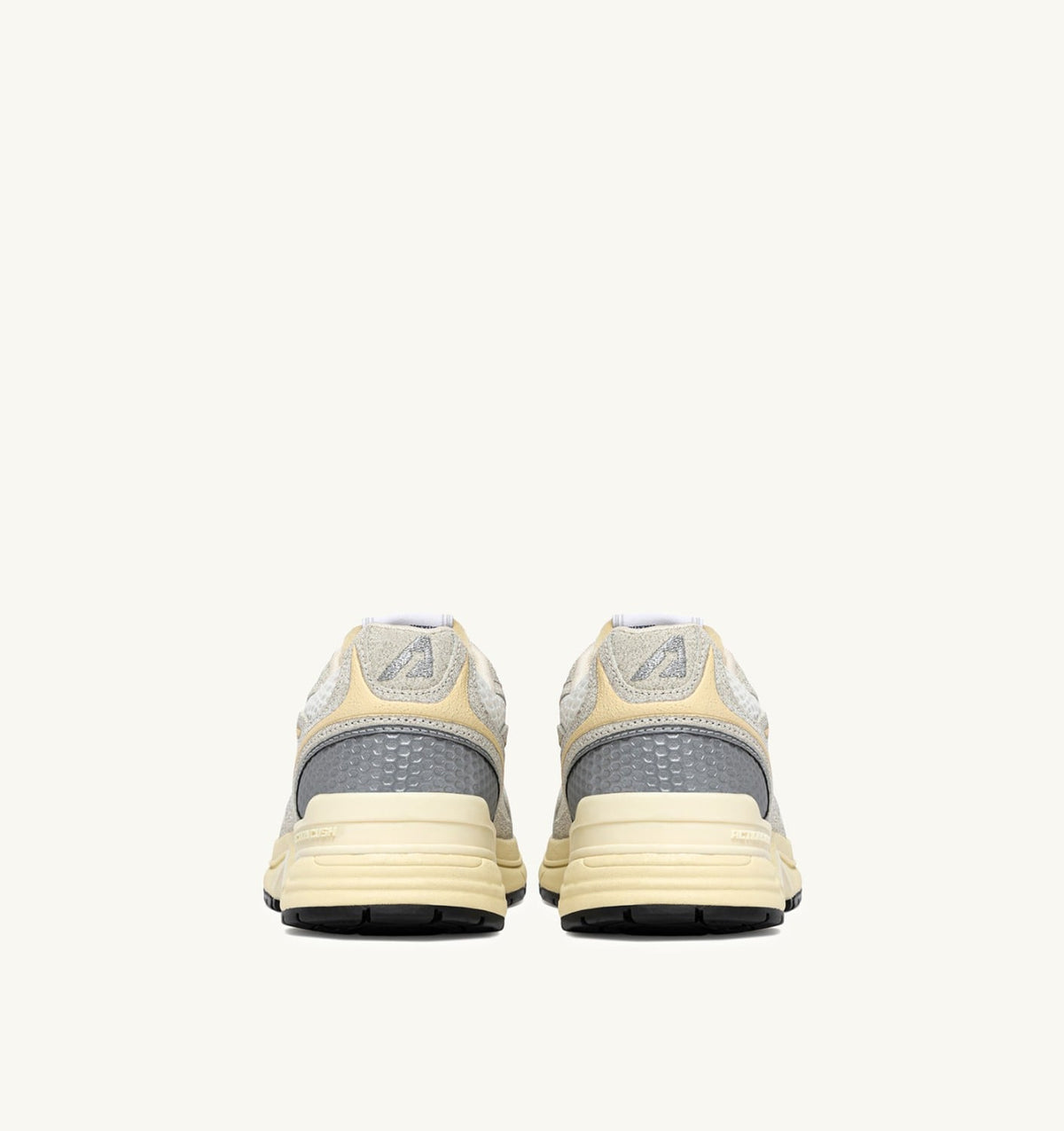 AUTRY HYPERWAY SNEAKERS IN WHITE MESH AND GLITTER GRAY LEATHER