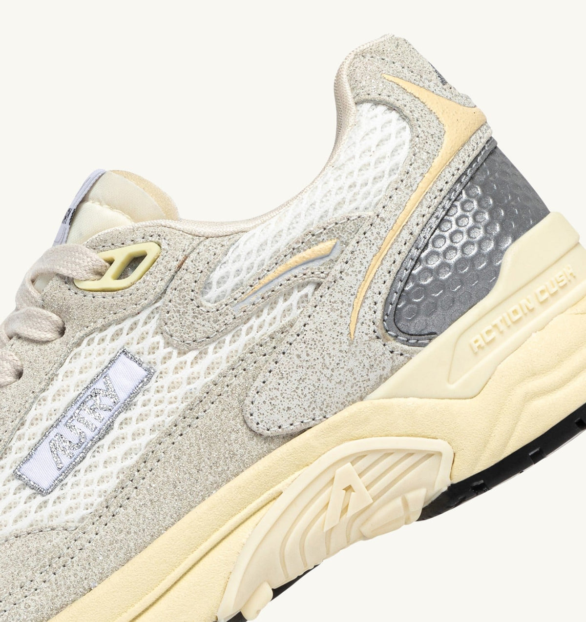AUTRY HYPERWAY SNEAKERS IN WHITE MESH AND GLITTER GRAY LEATHER