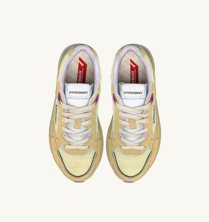 AUTRY HYPERWAY SNEAKERS IN STRAW AND ORCHID HUST MESH AND SUEDE