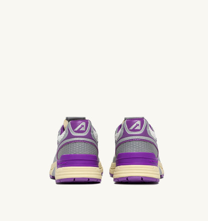 AUTRY HYPERWAY SNEAKERS IN WHITE SILVER AND DEWBERRY SYNTHETIC LEATHER AND MESH