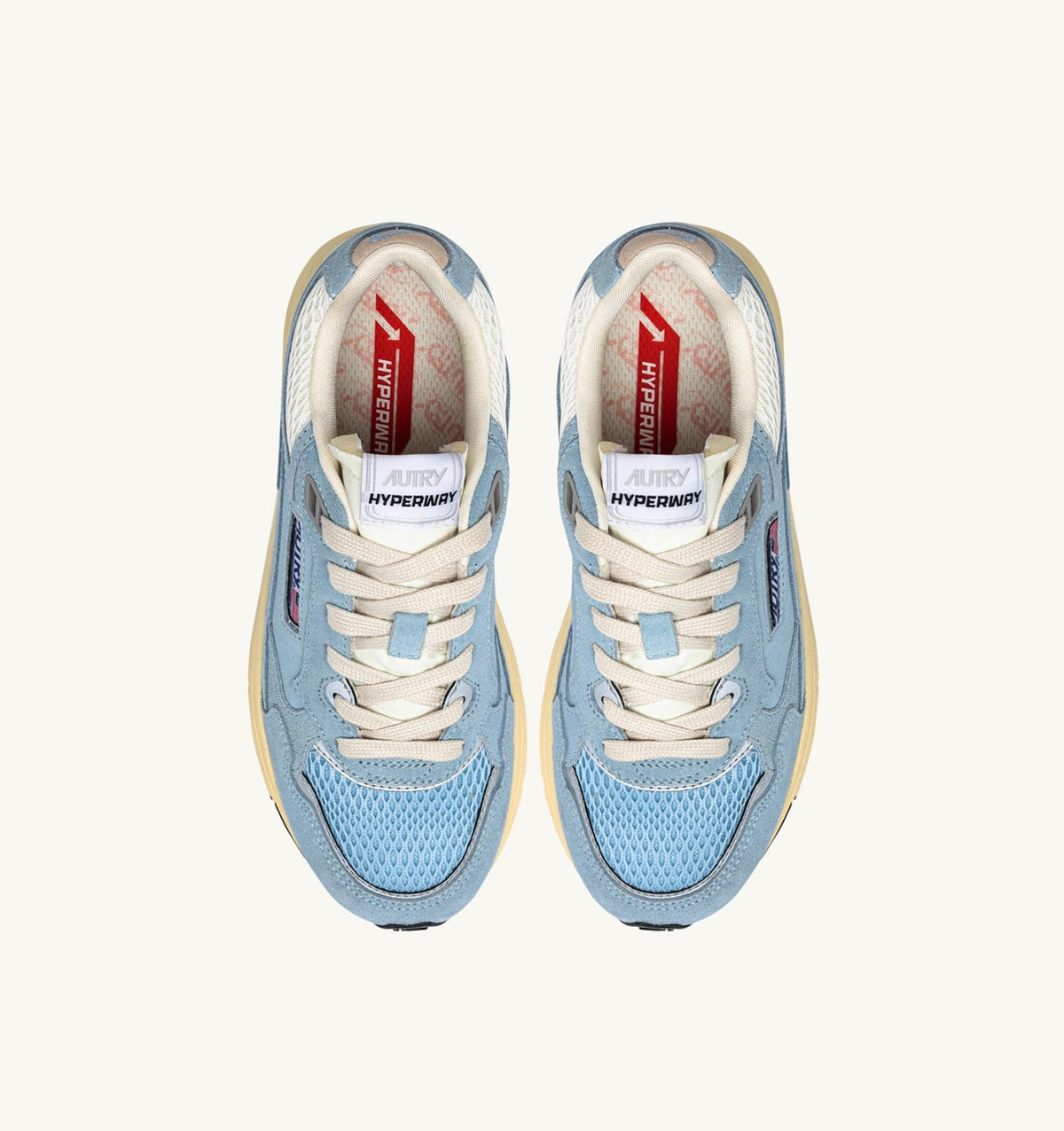AUTRY HYPERWAY SNEAKERS IN PORTOFINO AND MARSHMALLOW MESH AND SUEDE