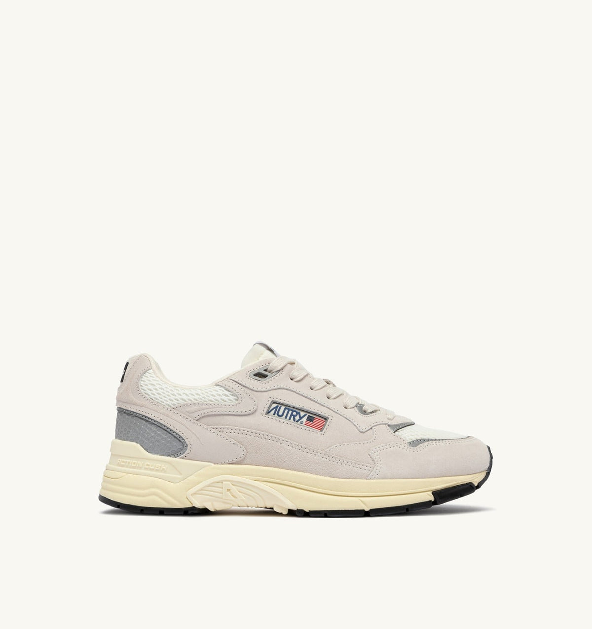 AUTRY HYPERWAY SNEAKERS IN WHITE AND SILVER MESH AND SUEDE
