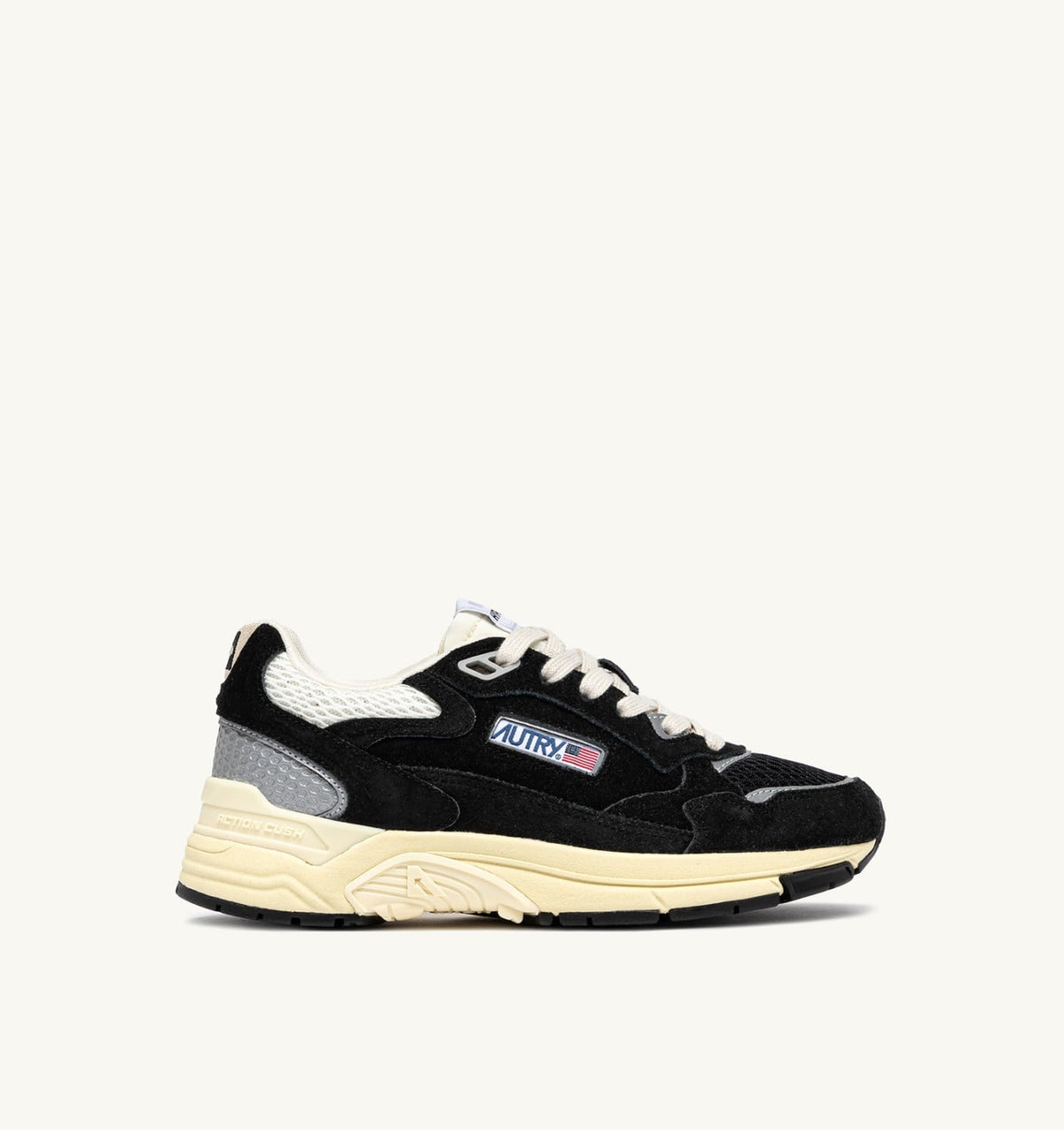 AUTRY HYPERWAY SNEAKERS IN BLACK AND SILVER-TONE SUEDE AND MESH