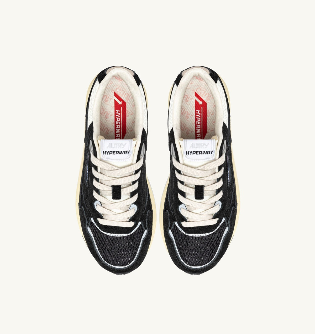 AUTRY HYPERWAY SNEAKERS IN BLACK AND SILVER-TONE SUEDE AND MESH