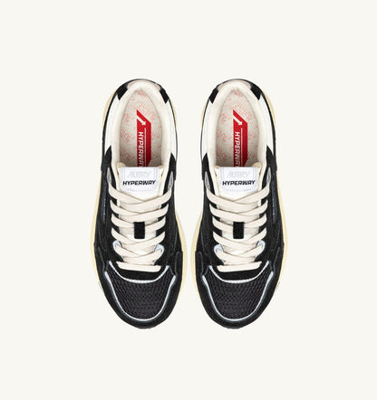 AUTRY HYPERWAY SNEAKERS IN BLACK AND SILVER-TONE SUEDE AND MESH