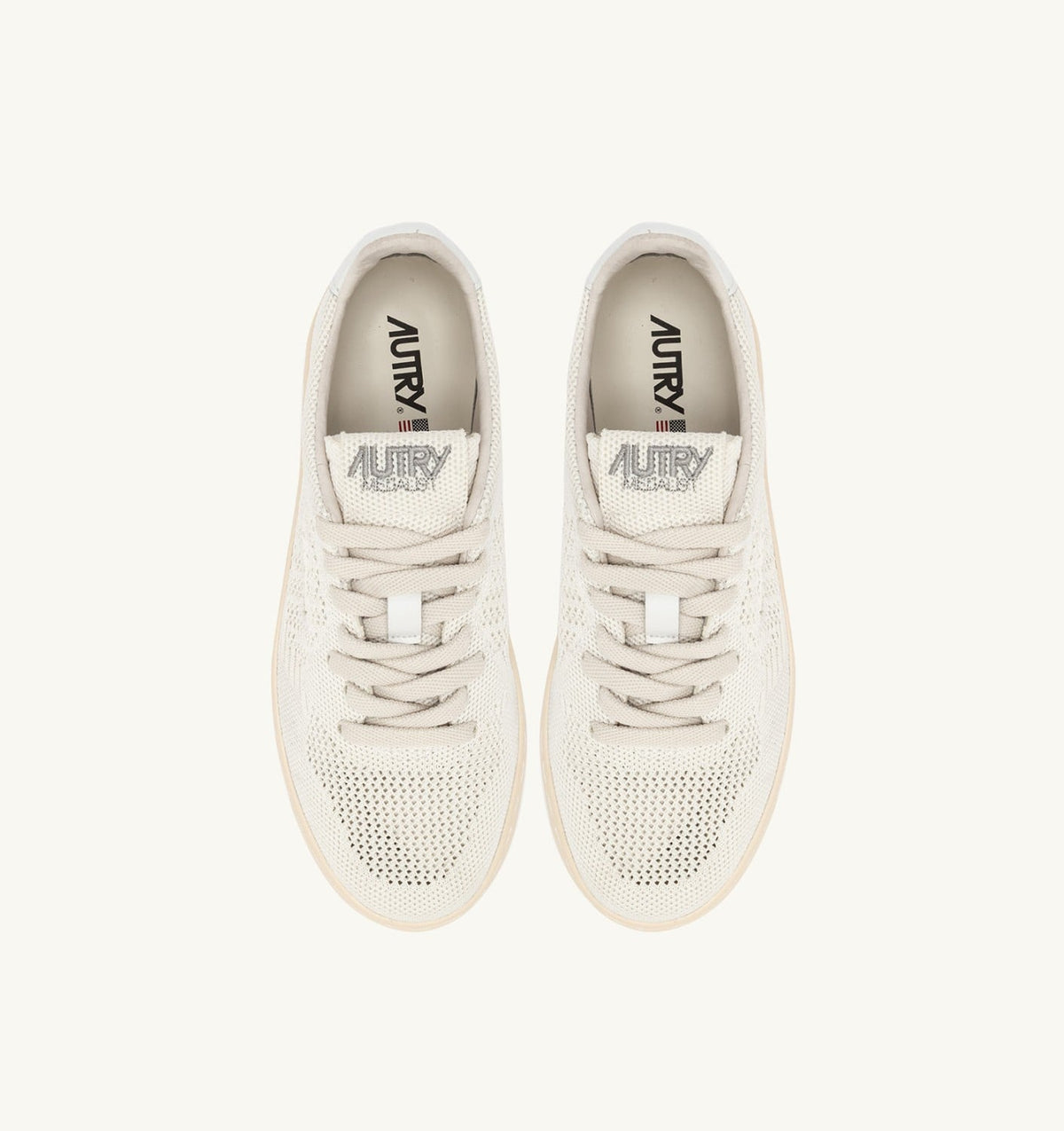 AUTRY MEDALIST EASEKNIT LOW SNEAKERS IN IVORY WHITE KNIT