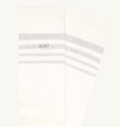 AUTRY LUREX JACQUARD SOCKS WITH LOGO AND STRIPES UNISEX
