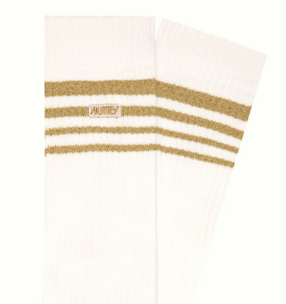 AUTRY LUREX JACQUARD SOCKS WITH LOGO AND STRIPES UNISEX
