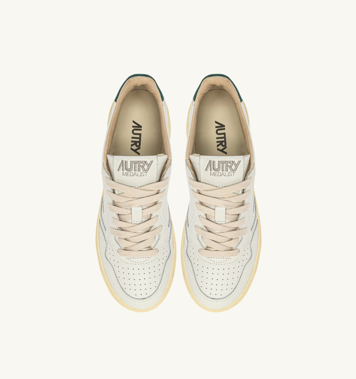 AUTRY MEDALIST LOW SNEAKERS IN WHITE LEATHER AND DARK SEA SUEDE