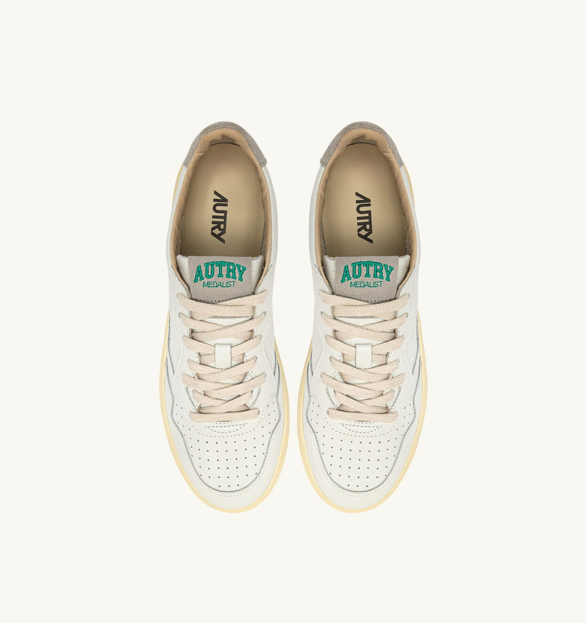 AUTRY MEDALIST LOW SNEAKERS IN WHITE LEATHER AND CLOUD SUEDE