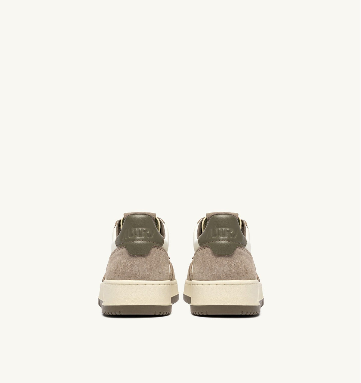 AUTRY MEDALIST LOW SNEAKERS IN COVERT GREEN AND LICORICE LEATHER AND SUEDE