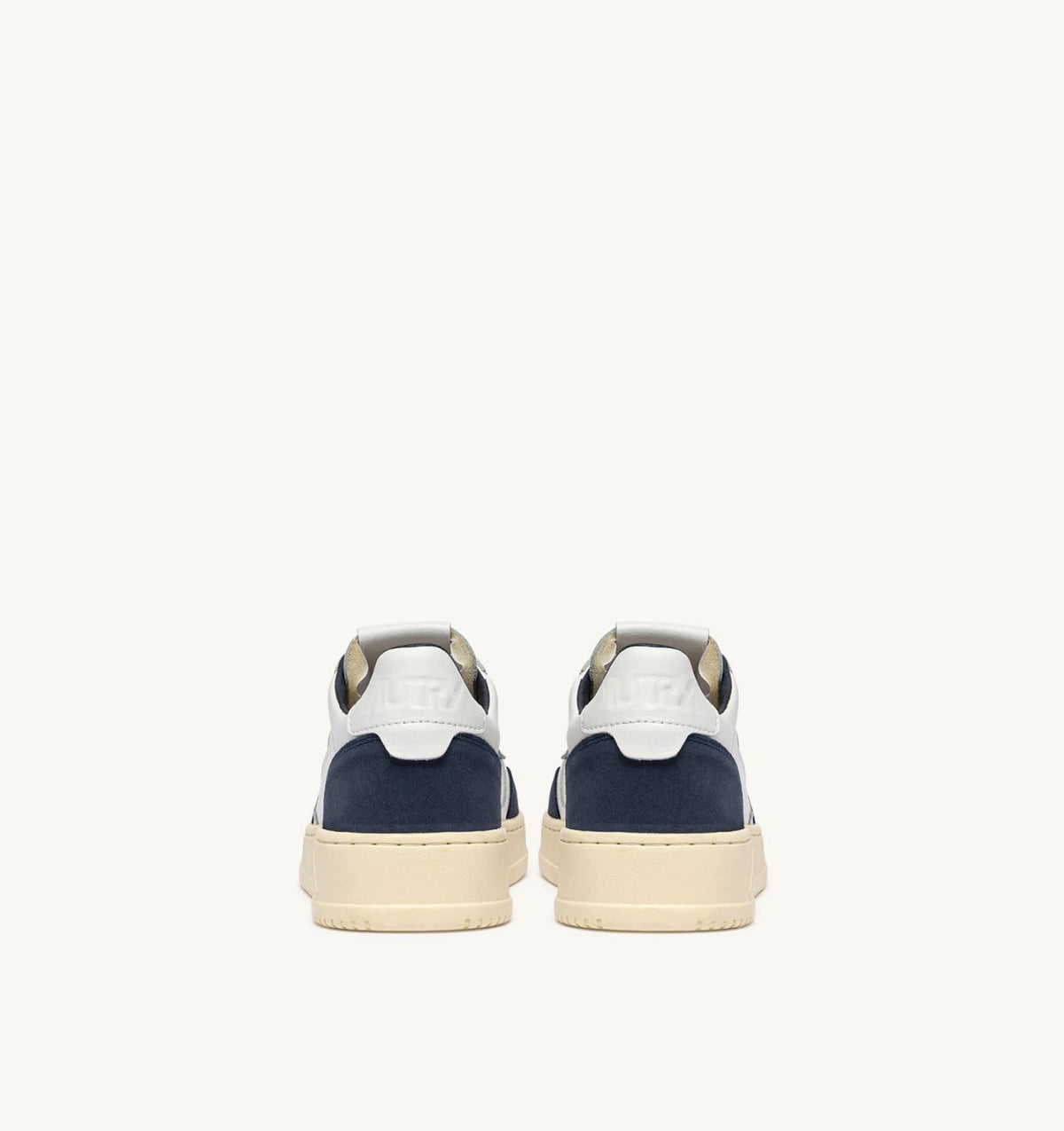 AUTRY MEDALIST LOW SNEAKERS IN WHITE LEATHER AND DENIM SUEDE