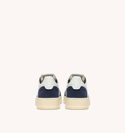 AUTRY MEDALIST LOW SNEAKERS IN WHITE LEATHER AND DENIM SUEDE