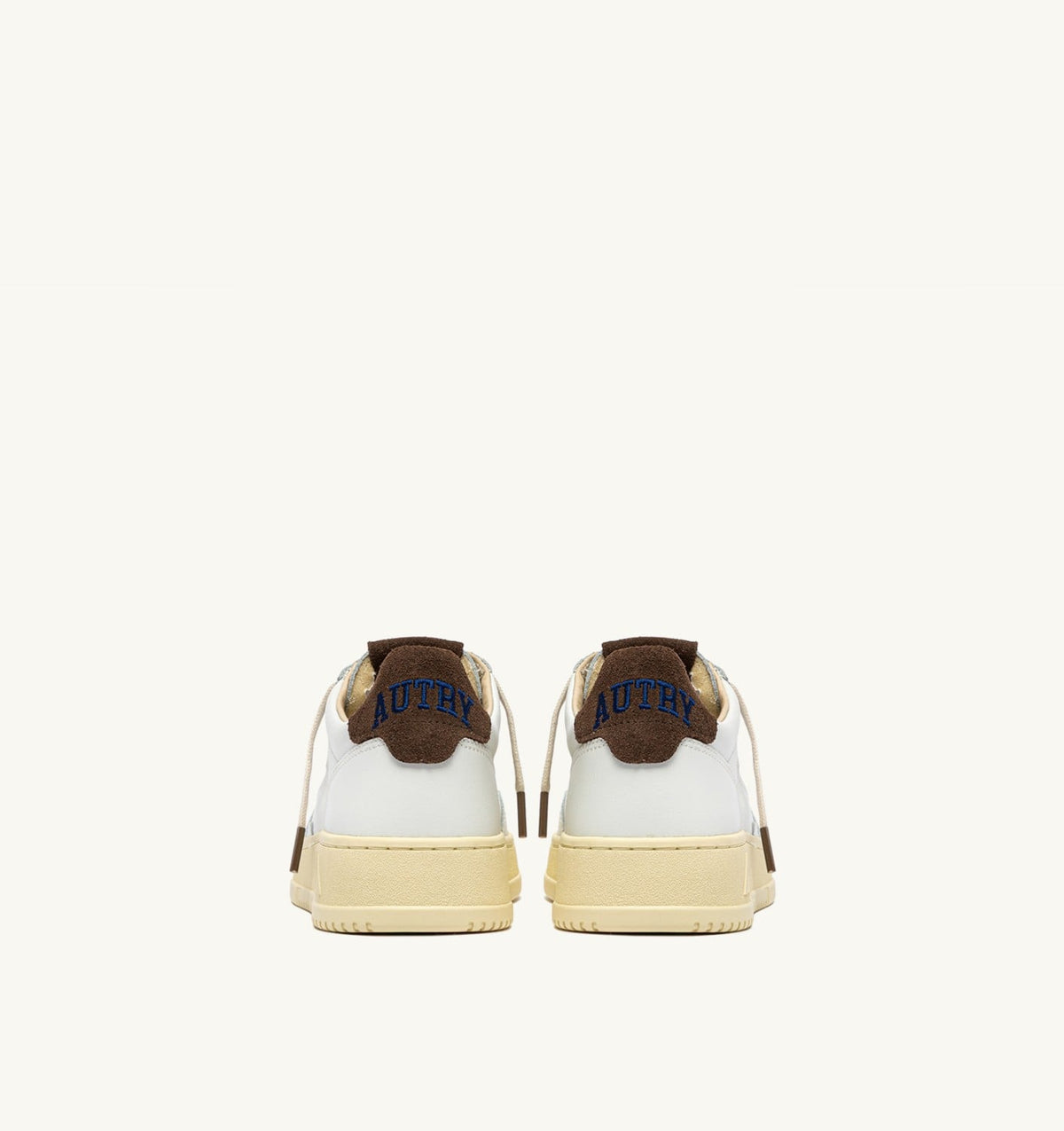 AUTRY MEDALIST LOW SNEAKERS IN WHITE LEATHER AND CHOCOLATE CHIP SUEDE