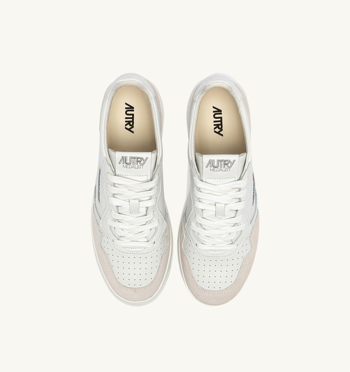 AUTRY MEDALIST LOW SNEAKERS IN WHITE LEATHER AND SUEDE