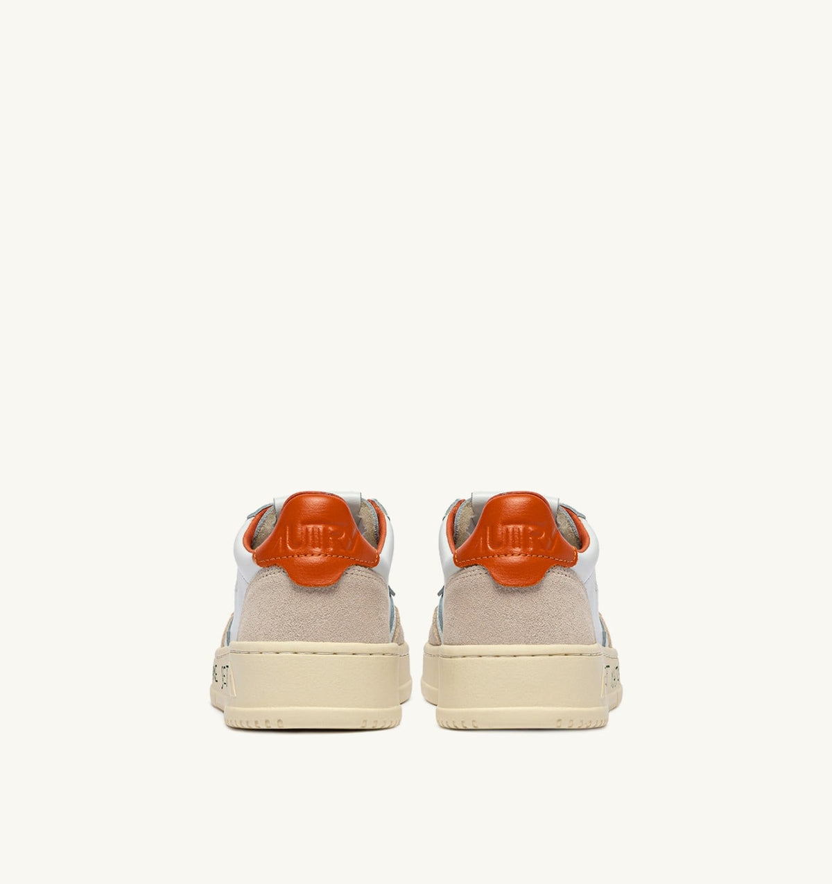 AUTRY MEDALIST LOW SNEAKERS IN LEATHER AND SUEDE COLOR WHITE AND HAWAIIAN SUNSET WITH LETTERING