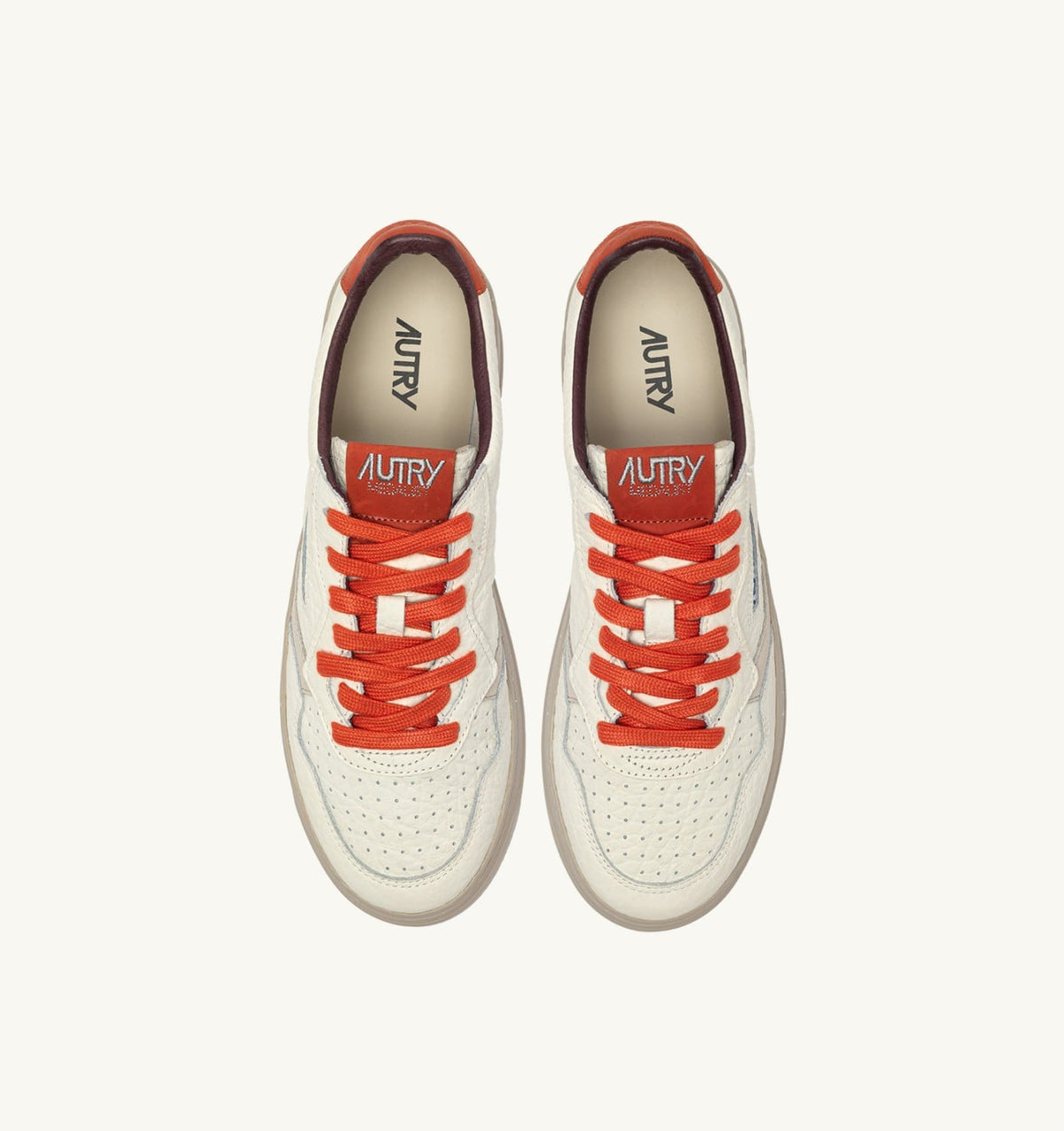 AUTRY MEDALIST LOW SNEAKERS IN SAND AND PUMPKIN LEATHER
