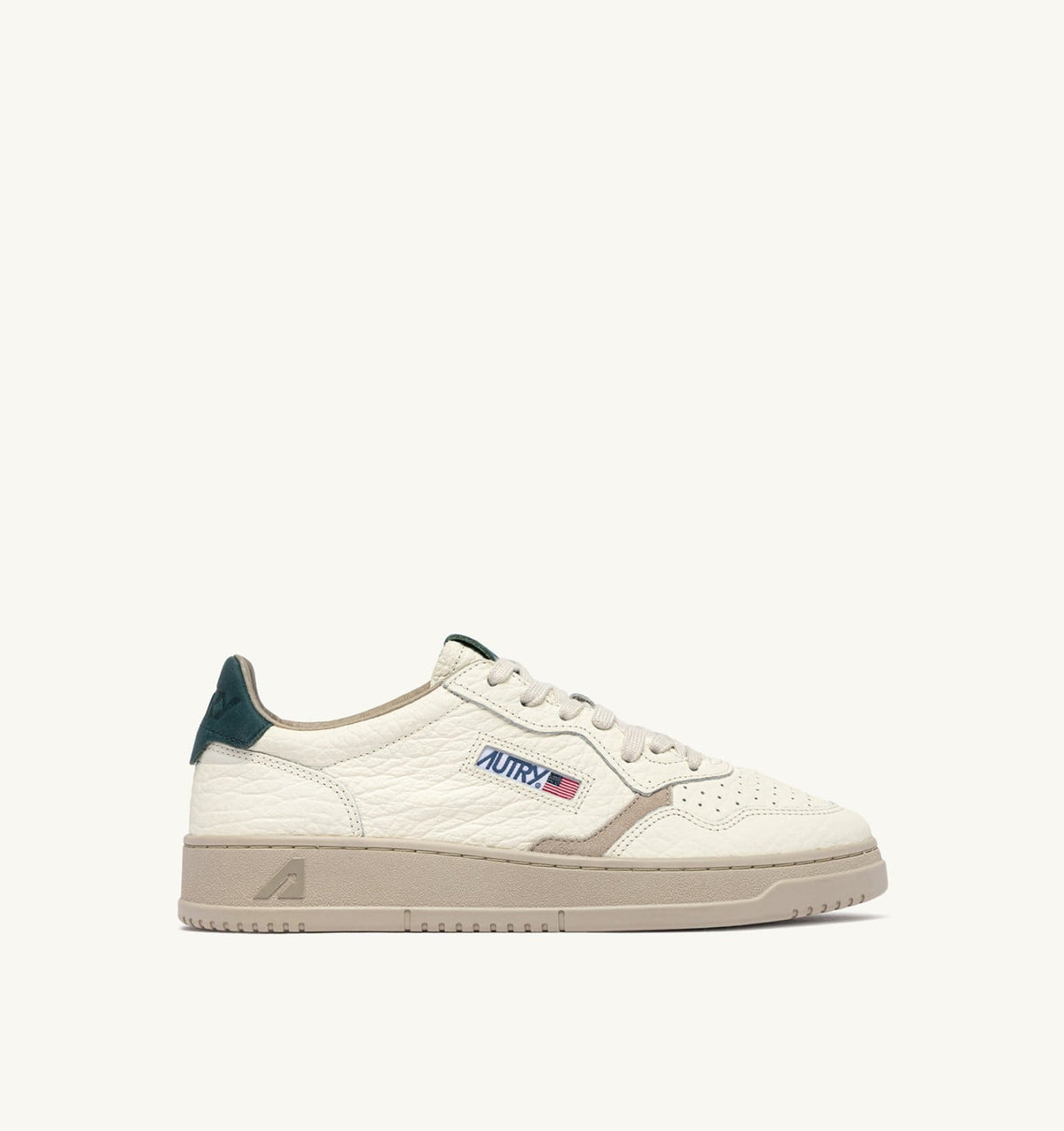AUTRY MEDALIST LOW SNEAKERS IN FEATHER GRAY AND DARK SEA LEATHER