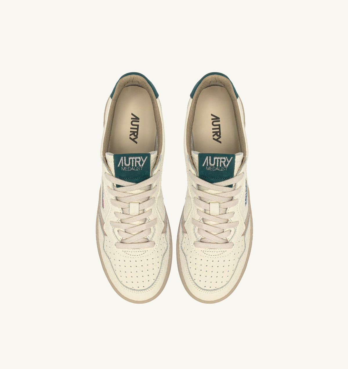 AUTRY MEDALIST LOW SNEAKERS IN FEATHER GRAY AND DARK SEA LEATHER