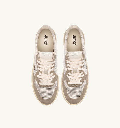 AUTRY MEDALIST EASEKNIT LOW SNEAKERS IN IVORY WHITE AND PELICAN KNIT