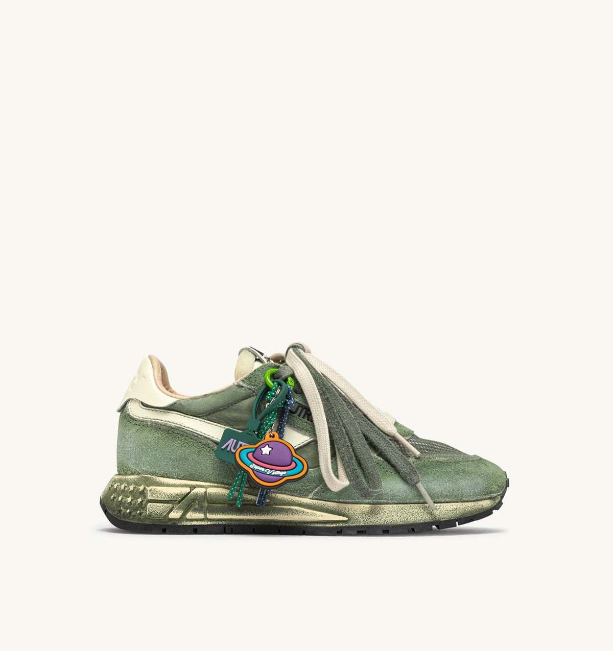 AUTRY REELWIND SUPER VINTAGE SNEAKERS IN LEPRECHAUN AND WHITE SUEDE AND NYLON